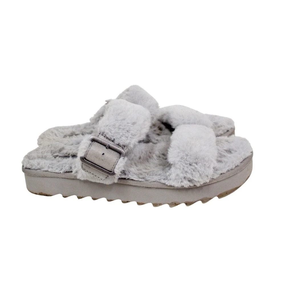 Koolaburra by UGG Fuzz-Ah Slide Sandals Slip On Wild Dove Gray Women's Size 7